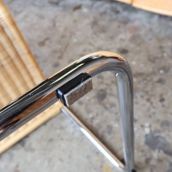 Image 1 of Set 4 rieten buisframe Chroom design jaren 80