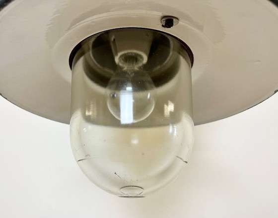 Image 1 of Grey Cast Aluminium Explosion Proof Lamp with Enameled Shade, 1970s