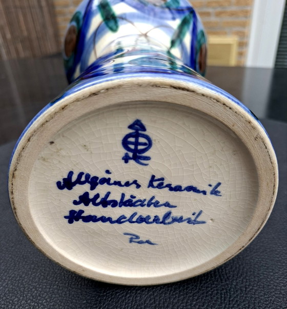 Autentico Makkum/Tichelaar - vaso a tromba policromo dipinto a mano - ca. 1960 – Vasi, Ceramica (photo 5 of 5)