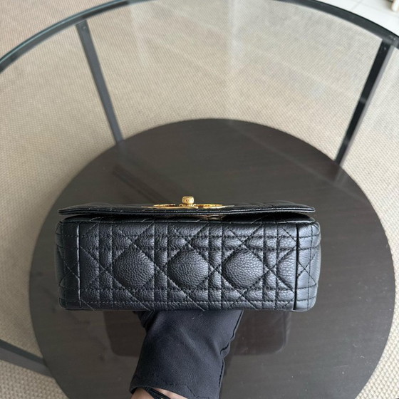 Image 1 of DIOR CARO SMALL - CANNAGE GRAINED CALFSKIN BLACK GOLD HARDWARE