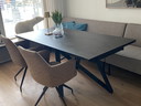 Beautiful extendable dining table with ceramic top and steel base, 180-220-260 cm