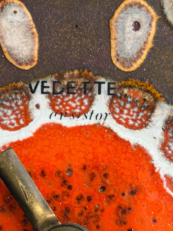 Vintage Vedette keramische wandklok, Klokken, Keramiek, Metaal, Crème (foto 5 van 7)