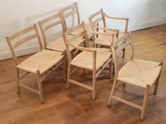 Image 1 of Juego de 6 sillas de comedor modelos CH46 y CH47 de Hans J. Wegner.
