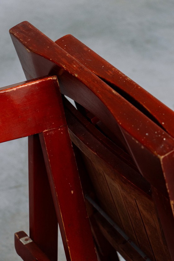 Image 1 of Set di 4 sedie pieghevoli rosse di Aldo Jacober