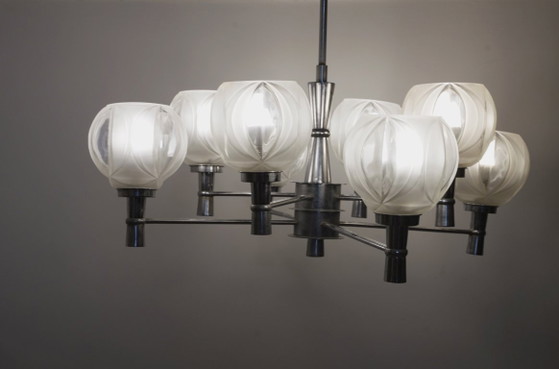 Sputnik Chandelier 8 Light Mid Century Chrome Faceted Glass Globes Ceiling Lamp Space Age Atomic – Metal (photo 37 of 52)