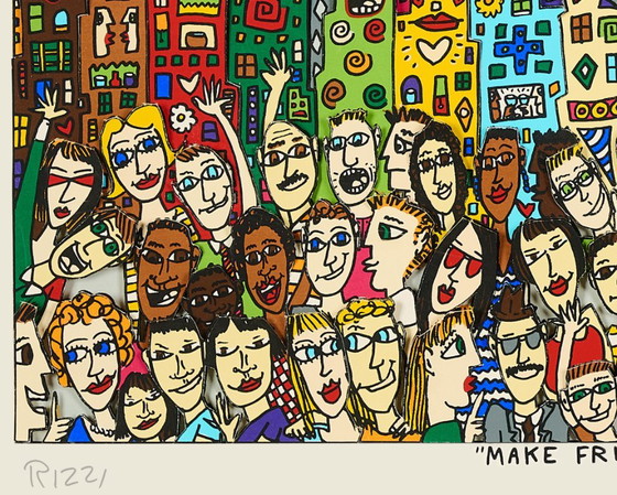 Make Friends with Life and People - James Rizzi 1996 - Poster 61 × 91 cm, Paper, Blue (photo 3 of 13)