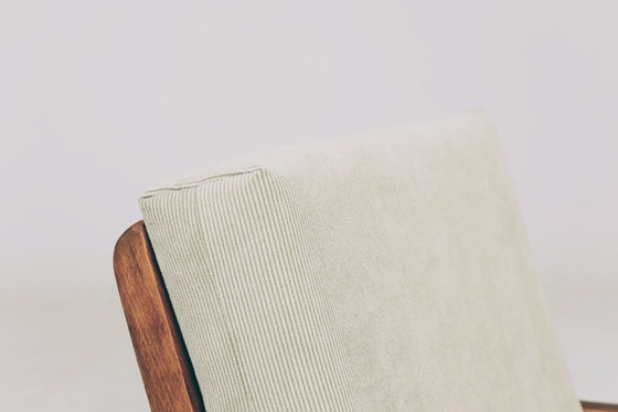 Image 1 of Mid-Century Armchair Corduroy Cushion Rustic Wood, 1980s