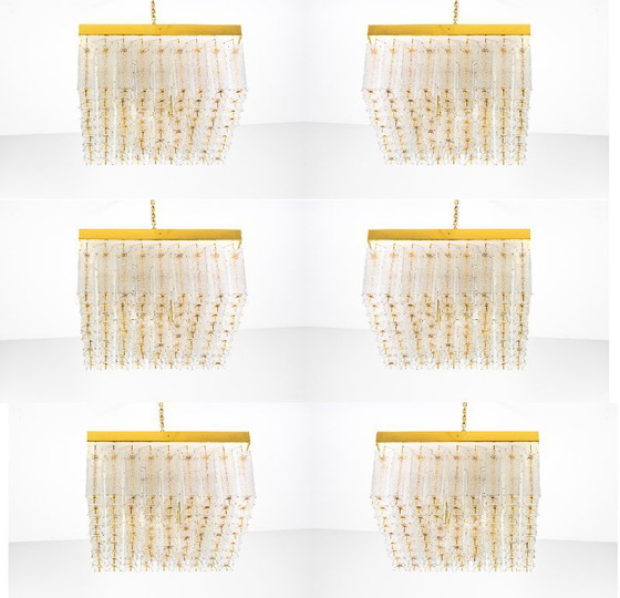 Image 1 of Lampada da soffitto Bohemian in vetro testurizzato e ottone, anni '60