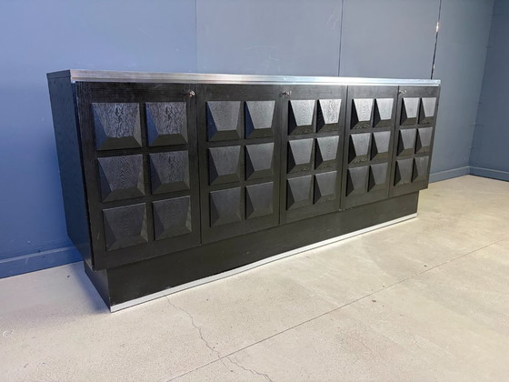 Vintage Wooden Brutalist Credenza, 1970s – Sideboard, Metal (photo 3 of 9)