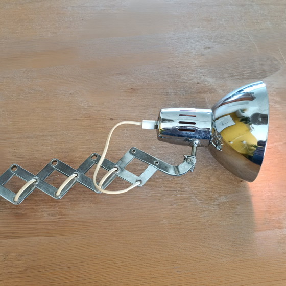 Image 1 of Lampe murale vintage à ciseaux - Métal chromé - Mid Century Modern - ca. 1970's - Extensible / ajustable