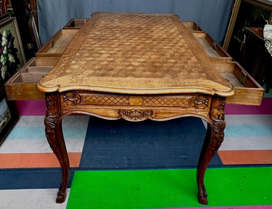 Kantoor in Luik, gebouwd in gebeeldhouwd eikenhout in Regency-stijl. – Bureau, Hollywood Regency (photo 8 of 10)