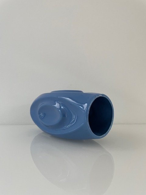 Image 1 of Beautiful Blue Glazed Vase With Ellipse Patterns