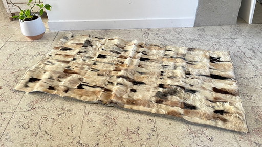 Lederteppich aus den 1970er Jahren, beigebraun – 56 x 107 cm