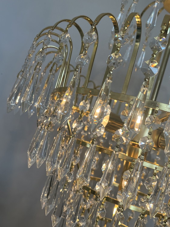Image 1 of cut crystal point icicles chandelier