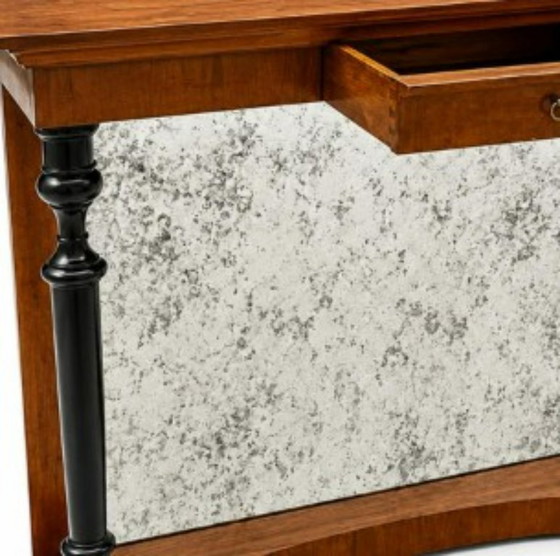 Unique Neoclassical / Biedermeier style Console table with antique-effect mirror insert, Wood, Glass, Brown (photo 5 of 5)