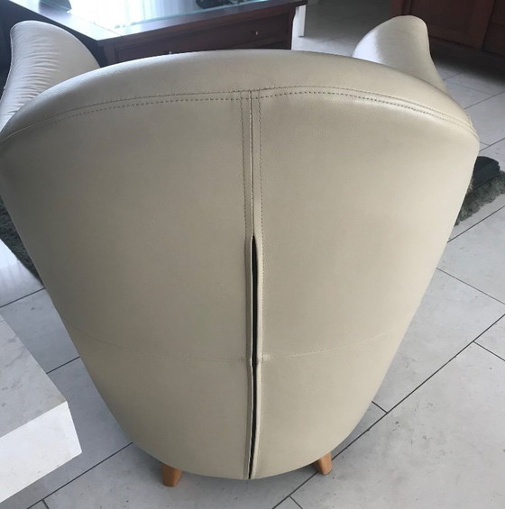 Image 1 of Creme kleurige lederen fauteuil van Enzo Luca