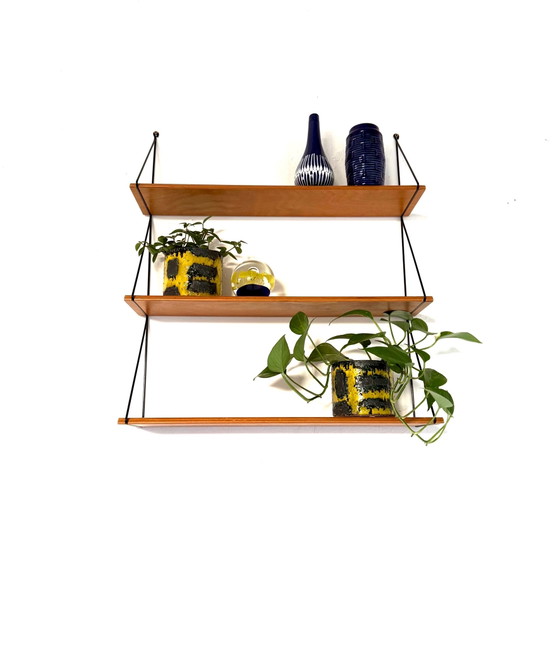 Vintage beech wood shelving unit, WHB Germany ‘60, Metal, Brown (photo 3 of 9)