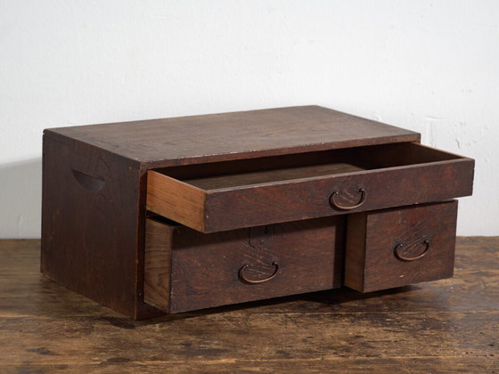 Antique Japanese Desk Chest with Three Drawers – Meiji / Taishō Period (c. ) (photo 15 of 40)
