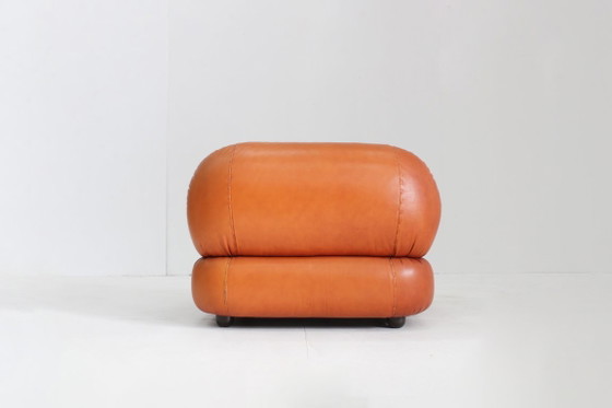 Image 1 of Sapporo Italienischer Cognac-Leder-Designersessel Mobil Girgi 1970er Jahre