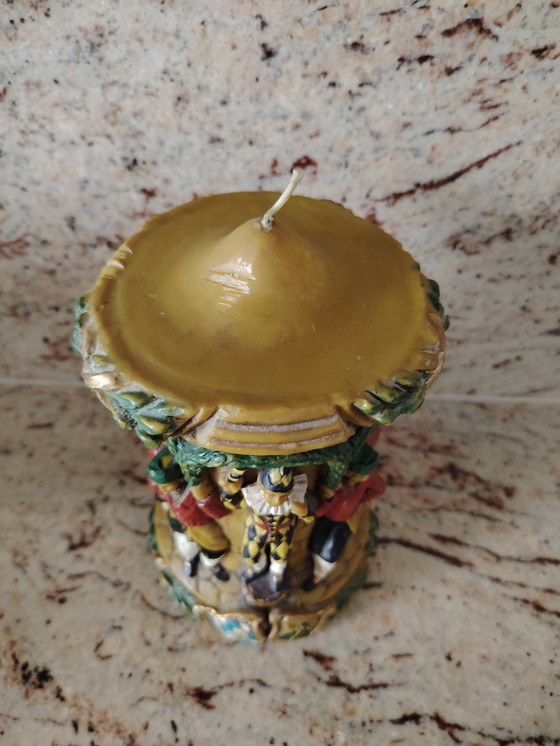 Image 1 of Schäfflertanz Schäffler Dance Folk Dance Grande candela votiva vintage in cera d'api