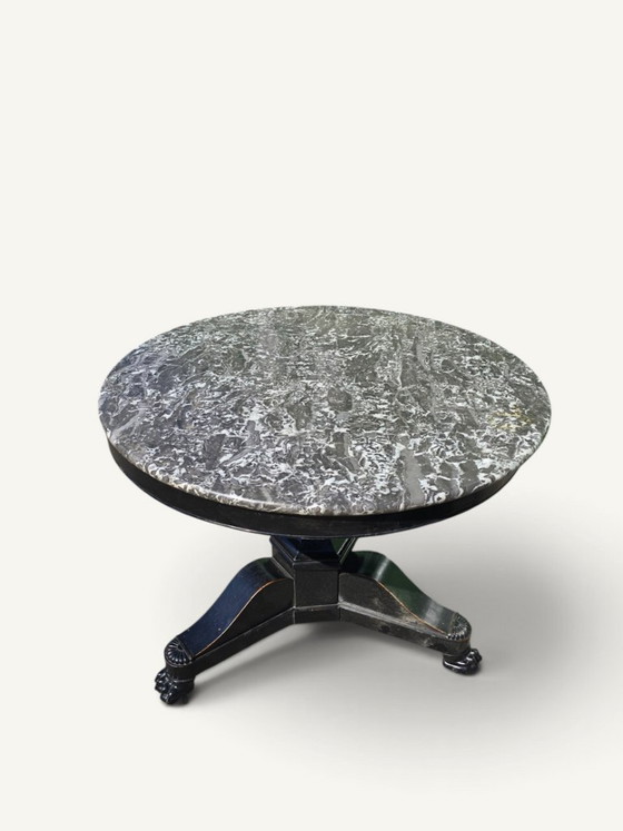 Tavolo da pranzo in stile Impero in legno ebanizzato e marmo grigio - XIX secolo – Tavoli da pranzo, Marble (photo 3 of 5)