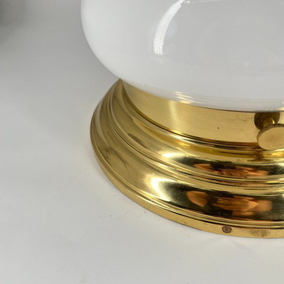 Vintage Art Deco/Bauhaus ceiling lamp – opal glass – 2x E27 – Mid Century – Ceiling lights, Metal (photo 6 of 13)