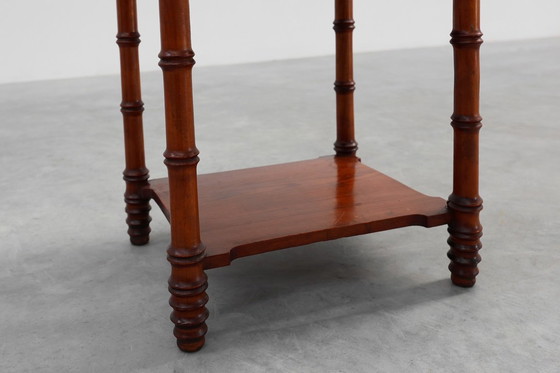 Image 1 of Late 19th Century Faux Bamboo and Marble Bedside Table, France