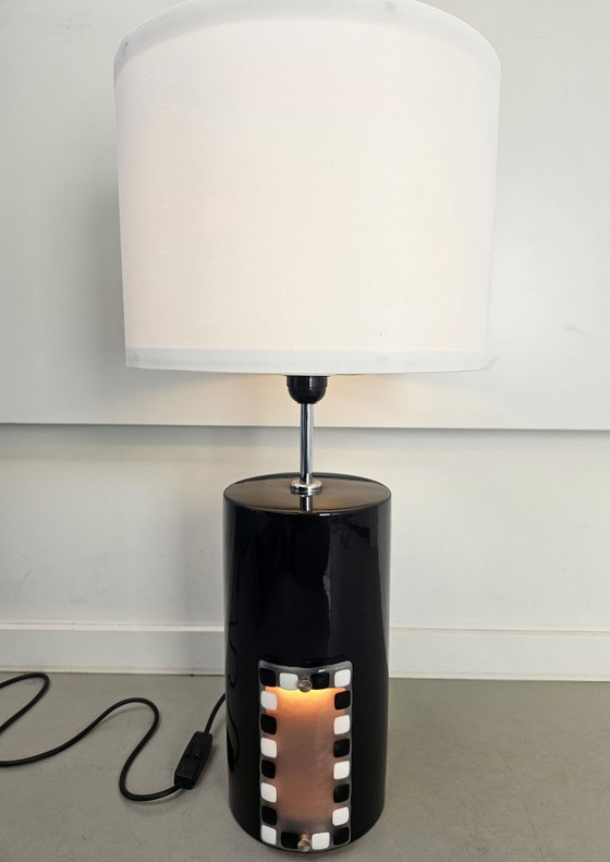 Vintage Brutalist Table Lamp Cerámicas Bondia 1970s, Ceramic, Black (photo 3 of 14)