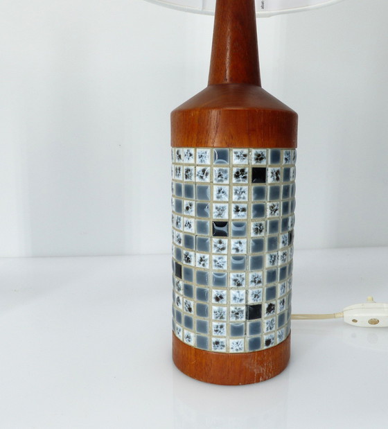 Image 1 of Pair of Scandinavian Teak and Mosaic Table Lamps, Denmark 1960