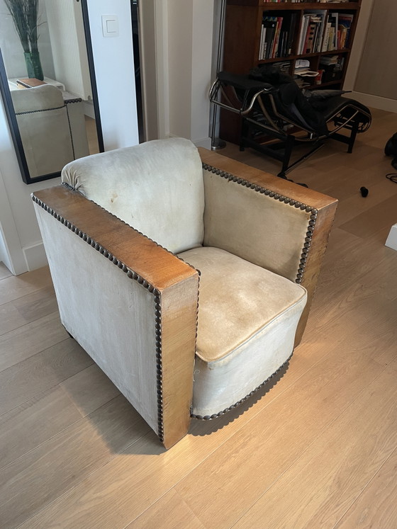 Poltrona Art Déco, anni '60 – Poltrone, Velvet, Wood (photo 4 of 8)