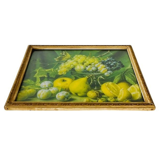 Image 1 of Vintage lijstje met fruit lithografie 1940’s
