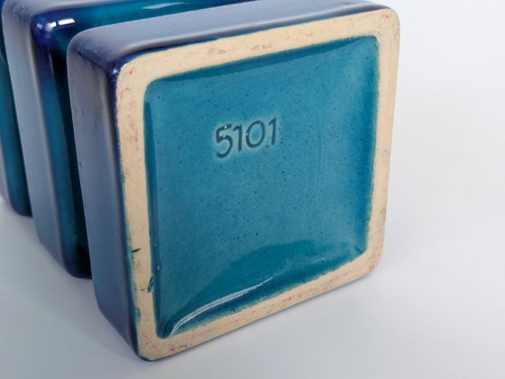 Cari Zalloni for Steuler Vase, Model 510, Space Age Ceramic Pillar, Cobalt & Turquoise (photo 6 of 16)