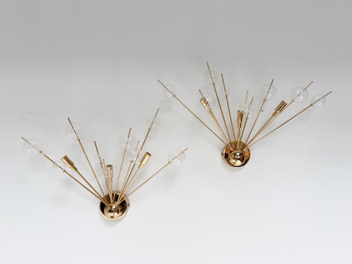 Set of 2 Italian Wall lights with glass spheres, 1970s