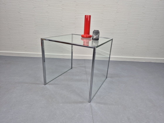 Vintage chrome and glass side table minimalist. (photo 5 of 14)