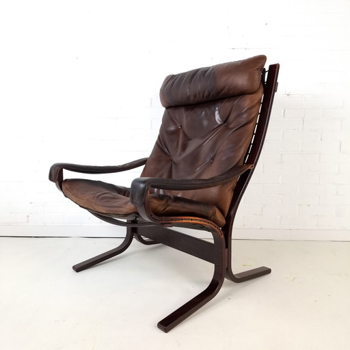 Fauteuil lounge vintage Siësta Ingmar Relling Westnofa – Wood, Leather