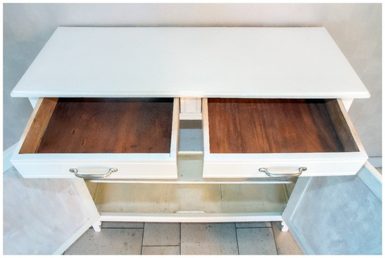 Image 1 of Parisian buffet in white wood and linen, 1950