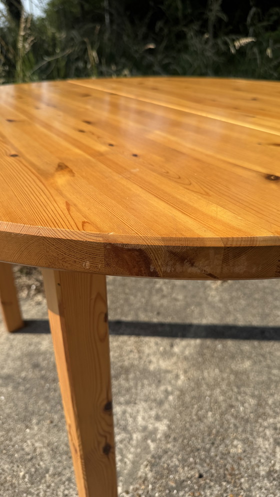 Image 1 of vintage ikea grenen ronde / ovale keuken uitschuifbare tafel