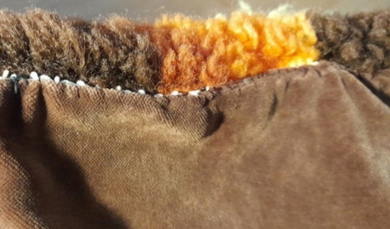 Image 1 of Sofa cushion, 1970s, knotted using latch-hook technique