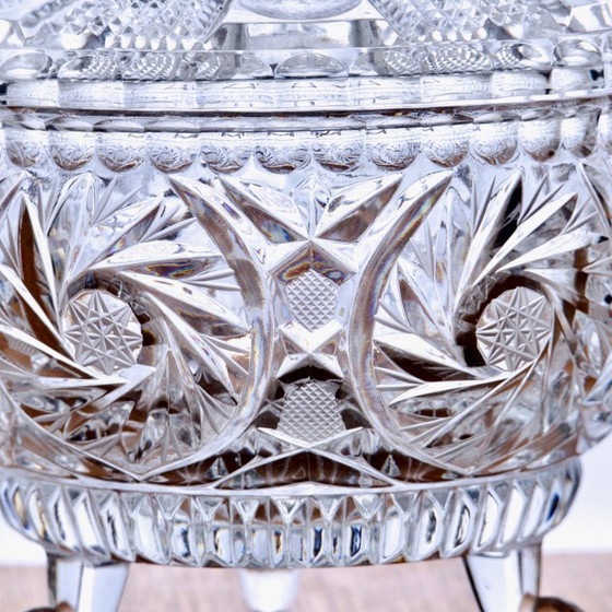 Image 1 of Grande antico piatto da dolciumi in cristallo della Belle Époque