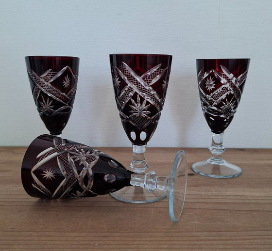 Juego de 4 copas de cristal rojo checo de Bohemia – Vasos y jarras, Crystal, Glass (photo 5 of 10)