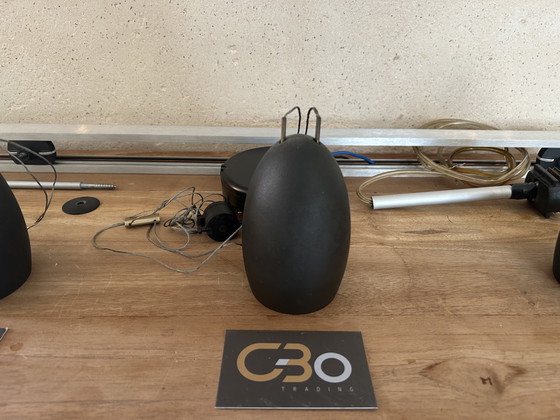 Image 1 of 3x Tobias grau OH Bronze Pendant On Multirail - Cords 85cm Max ,Multirail 130 Cm