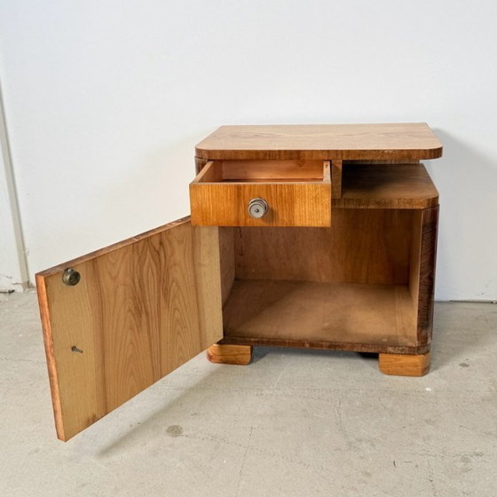 Set van Twee Art Deco Nachtkastjes, Streamline Design, Jaren '50 – Wood (photo 4 of 15)
