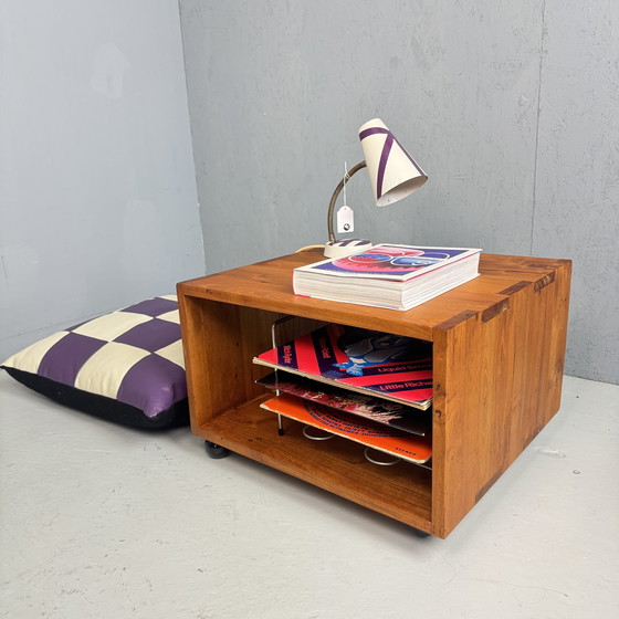 Image 1 of Vintage hardhouten side table - verrijdbaar