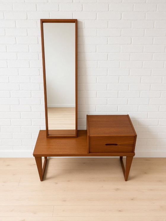 Panca e specchio in teak di Kai Kristiansen per Aksel Kjersgaard, 1960 – Tavolini, Wood (photo 3 of 13)