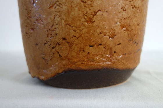 Grand vase de sol West Germany décor fat lava années 60, Céramique, Marron, Vintage (photo 8 sur 11)