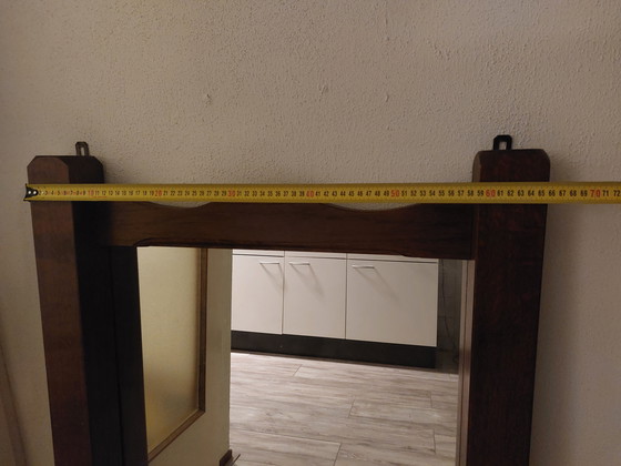 Image 1 of Wood Solid Mirror With 2 Sturdy Hanging Hooks