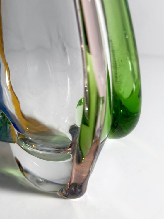 Image 1 of Bohemian glass vase František Zemek model Rhapsody Sklo Union Swirl 50s Mid Century CZ