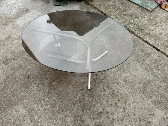 Coffee Oval Table with Metal Legs and Smoky Glass Top, 1990s, Coffee table books, Scandinavian (photo 4 of 9)