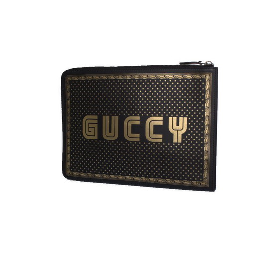 Gucci, Clutch con cerniera in pelle nera Guccy x SEGA (photo 2 of 12)