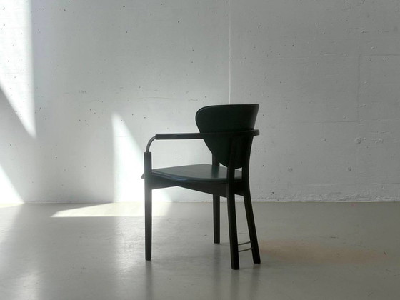 Italian vintage stiletto armchairs in leather, 1980s – Side chairs (photo 2 of 13)